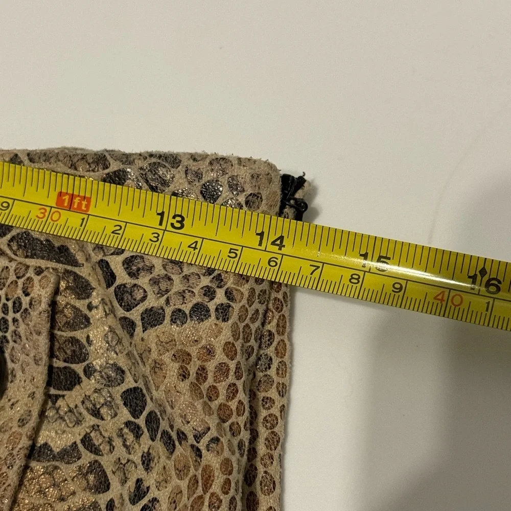 Haute Monde Snakeskin Print Button Front Wrap Layered Skort Size Medium Mini Tan